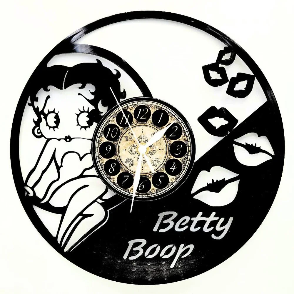 Betty Boop Vinyl Record Clock – Classic Cartoon Wall Art